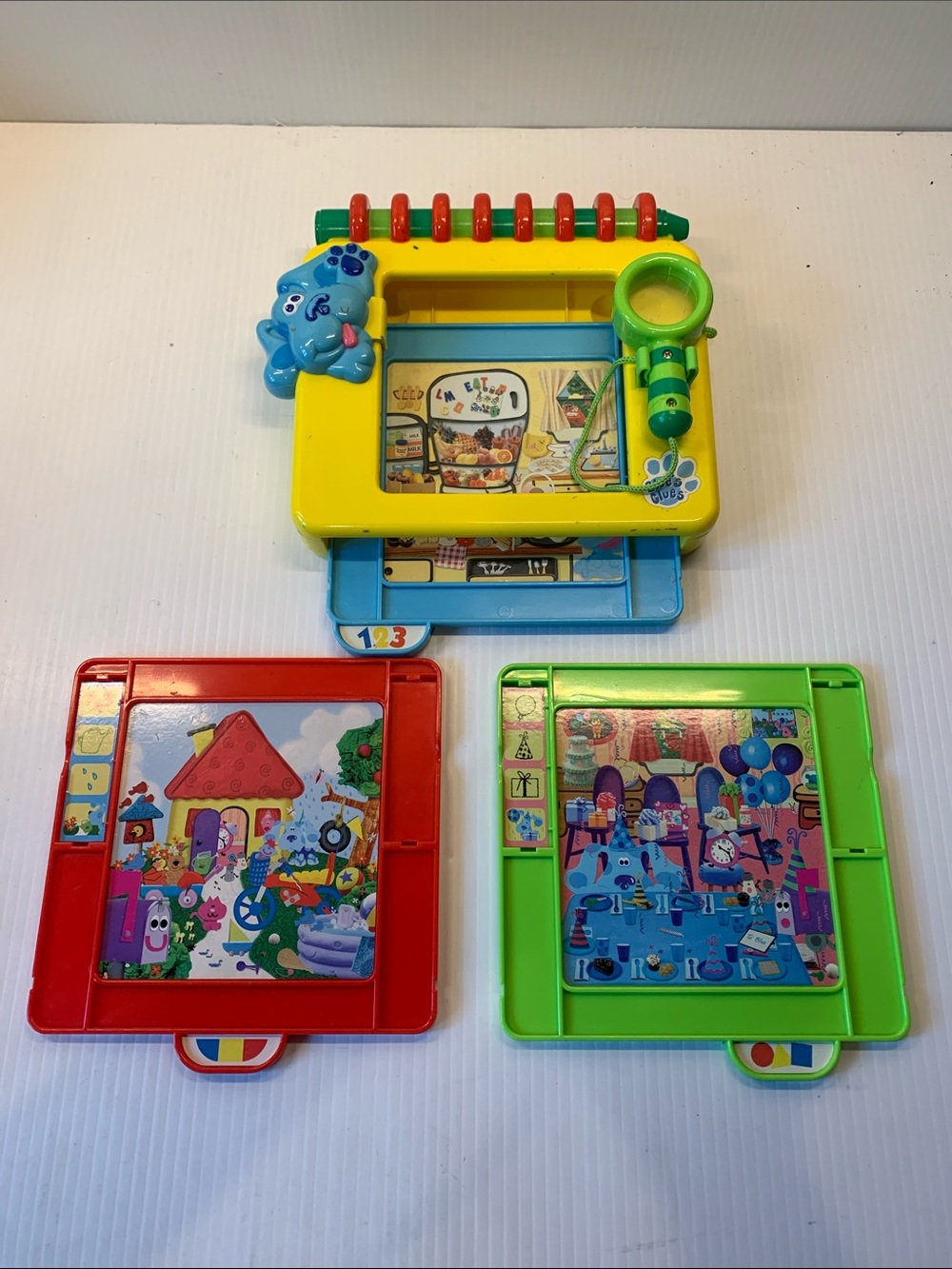 Colorful Yellow and Green Kids Activity Learning Board with Play Panels